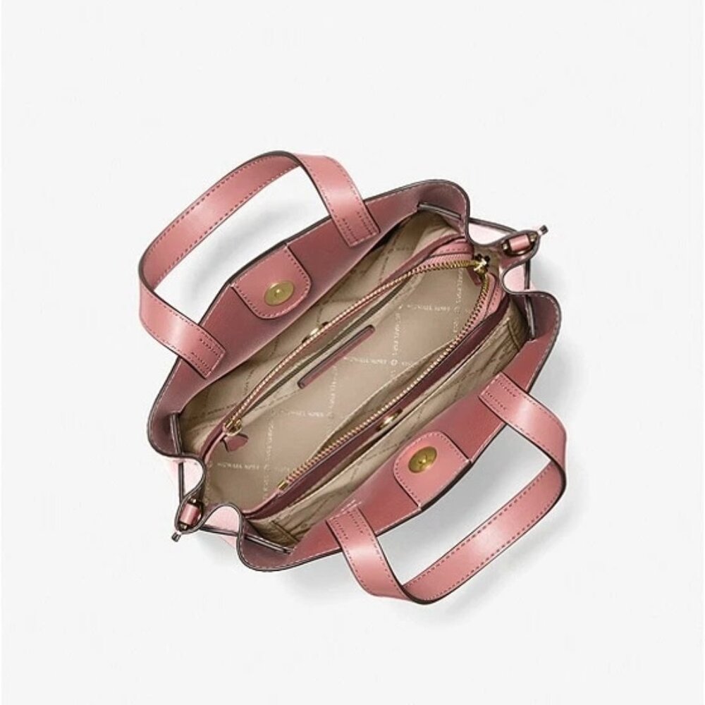SOLD!Michael Kors Emilia Small Pebbled Leather Satchel Bag in Rose, Retails $498 - Picture 14 of 17